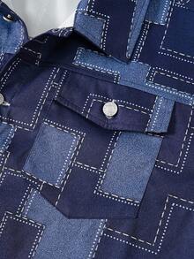 Manfinity EMRG Áo khoác denim rách đa năng thường ngày cho nam, phong cách Ins, Thu/Đông - Màu xanh lam - Xem 3