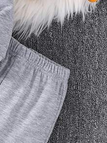 SHEIN 2 件套男婴休闲英文标语图案圆领运动衫和裤子套装，轻便舒适，适合秋冬季，时尚休闲装，适合派对、户外、摄影、节日、礼物