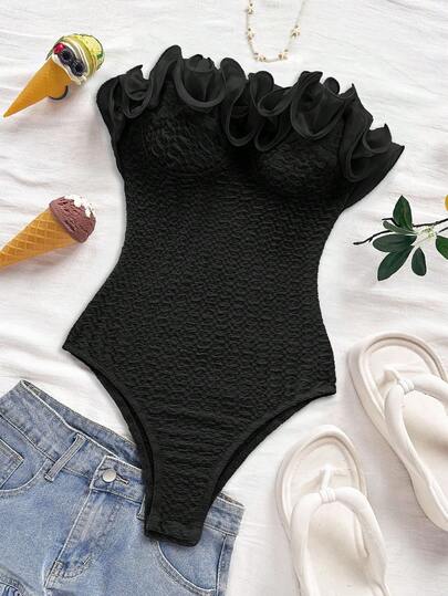 Soleia Body con balza e collo alto per donna, adatto per feste, vacanze, appuntamenti, pomeriggio del tè, vacanze, festival musicali, spiaggia, outfit estivi, stile boho, vacanze, uncinetto, lino