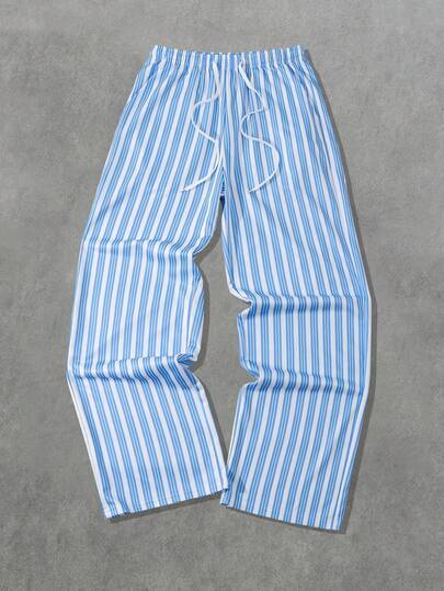 ROMWE MEN Prep Men's Striped Casual Loose Fit Pants