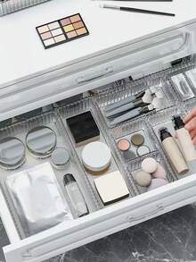 1pc Drawer-Integrated Cosmetics Divided Storage Box - Organizing Box - Makeup Counter - Desktop Storage Box For Skincare Products - Transparent - Suitable For Bedroom And Bathroom. - Multicolor - View 5