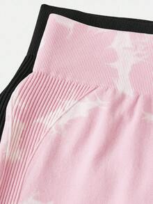 SHEIN 2 Packs Ribbed Seamless Leggings For Young Girls, Baby Pink Summer Gym No See-Through High Waisted Tummy Control Yoga Pants Athletic Running Cycling - Multicolor - View 3