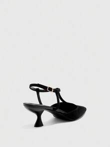 CUCCOO BIZCHIC Women's Fashion Patent Leather Ankle Strap Classic Comfortable Low Heel Pointed Toe Flats, Versatile For Commute, Date, Party, Holiday, Wedding - Black - View 8