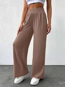 EURMUSE Pantalón cómodo y relajado de color beige para mujer - Marrón Mocha - Ver 4