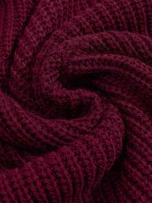SHEIN Tall Tall Size Casual Rib Knit Crew Neck Women Sweater Everyday School Fall - Burgundy - View 3