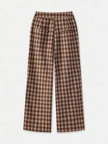 lacRébo Brown Check Print Tailored Trousers Fall Spring Summer Going Out European Style Trousers Luxury - Multicolor - View 8