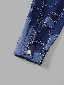 Manfinity EMRG Áo khoác denim rách đa năng thường ngày cho nam, phong cách Ins, Thu/Đông - Màu xanh lam - Xem 4
