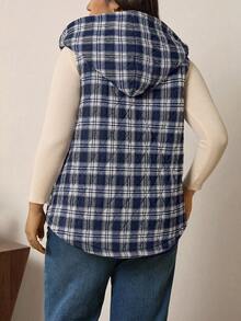 Zelara Plus Size Women Plaid Zip Front Pockets Hooded Casual Vest Coat, Winter Winter For Women Women's Winter Coat Chic Women's Coat Women's Winter Coat Chic Women's Coat Hic Autumn Winter Fall Plaid Zip Up Hooded For Women Female Country Look Going Out Tops Going Out Winter - Multicolor - View 2