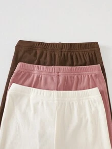 SHEIN Baby Girl 3pcs Lettuce Trim Tee & 3pcs Leggings Fall Winter - Multicolor - View 4