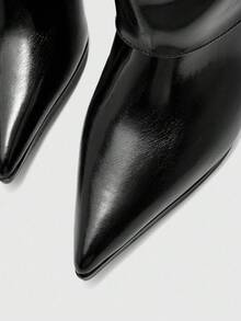 CUCCOO BIZCHIC High Shaft Pointed Toe Chunky Heel Side Zipper European And American Fashion Women Boots - Black - View 7