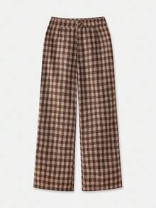 lacRébo Brown Check Print Tailored Trousers Fall Spring Summer Going Out European Style Trousers Luxury - Multicolor - View 7