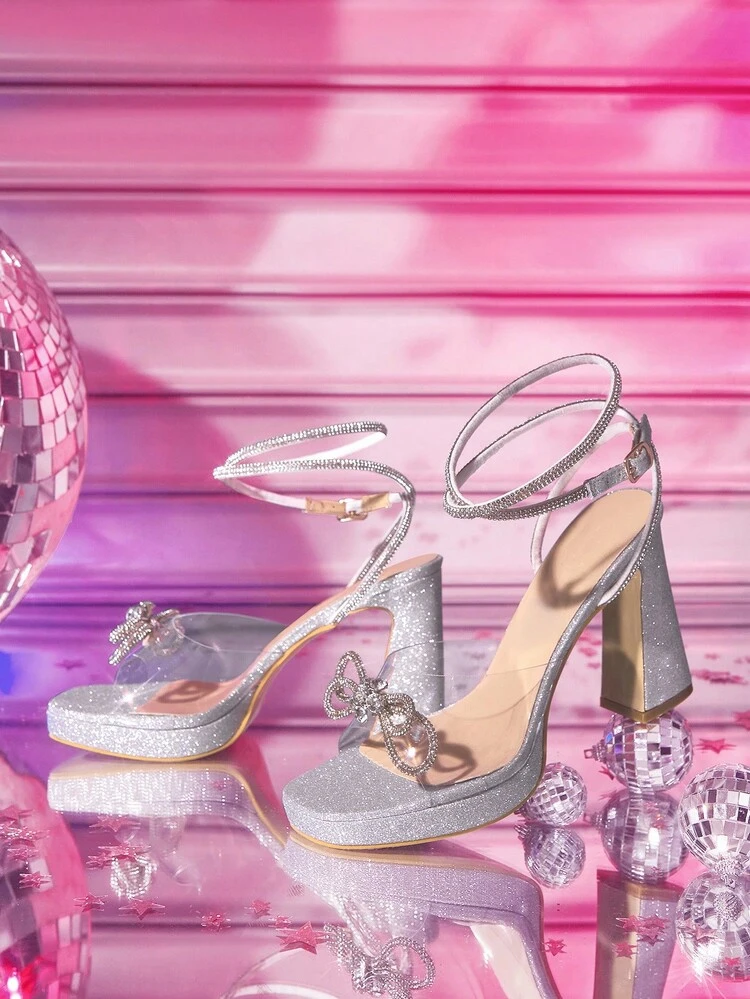 CUCCOO LuxiPop Ladies Fashion Elegant Rhinestone Decorative High Heel Sandals