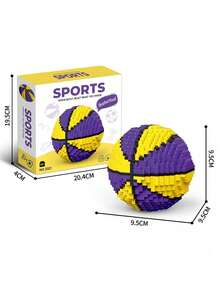 Zazumi 1 Peça Conjunto de Blocos de Montar Tema Esportivo, Campo de Futebol, Quadra de Basquete, Micro Partículas, Brinquedo de Quebra-Cabeça, para Adolescentes, Adultos, Fãs, Decoração de Casa, Modelo de Exibição na Mesa, Presente para Meninos - Multicolorido - Visão 18