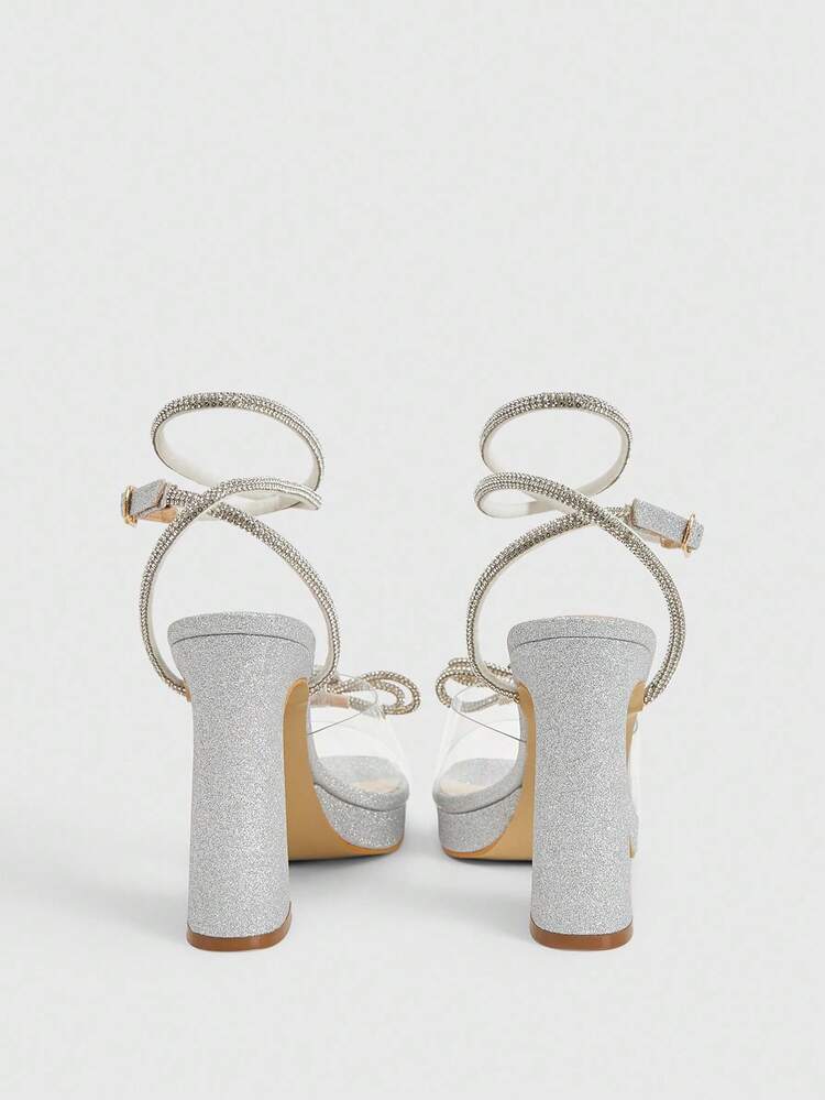 CUCCOO LuxiPop Ladies Fashion Elegant Rhinestone Decorative High Heel Sandals
