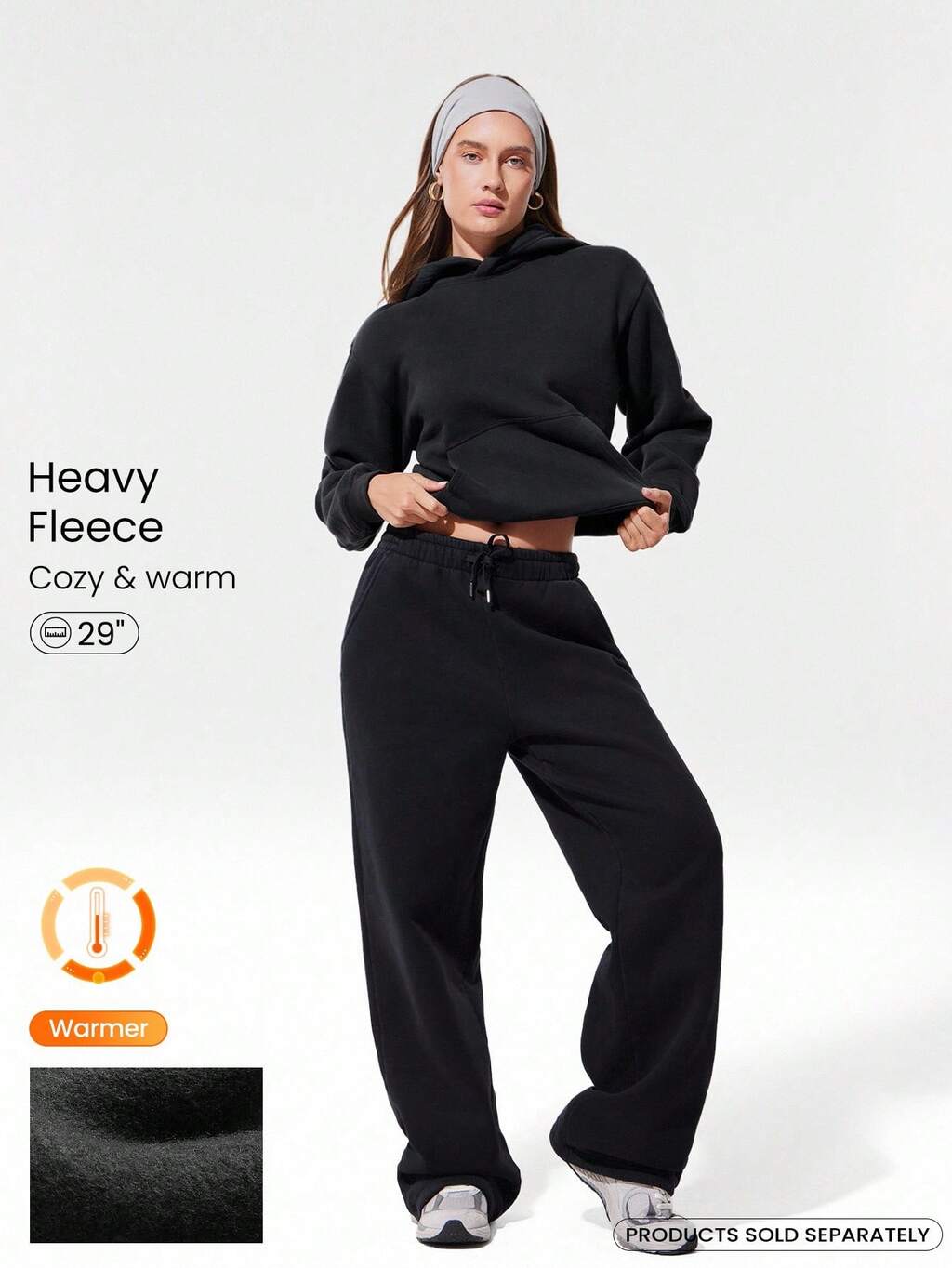 Heavyweight Fleece Oversized Fit Adjustable Drawstring Waist Basic Wide Leg Joggers With Side Pockets Daily Casual  Thermal Warm Winter