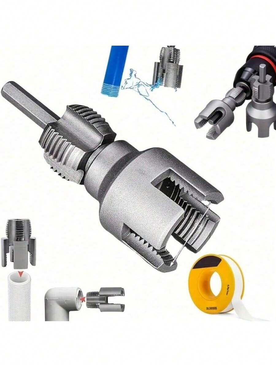 1PC 2 In 1 Pipe Threader Cutter Multifunctional Metal Plumbing Tool For DIY Enthusiasts Home Repair Must Have Efficient Durable
