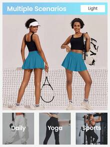 CourtClass Váy nữ có túi dành cho các môn thể thao cầu lông, tennis, yoga, thể dục, chạy bộ, marathon - Màu xanh lam - Xem 4