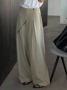 DAZY Women's Solid Color 2 In 1 Wide Leg Casual Pants, Summer