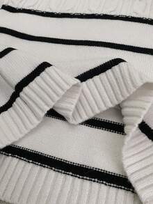 Young Girls Colorblock Striped Crew Neck Long Sleeve Sweater Fall Winter - Multicolor - View 7
