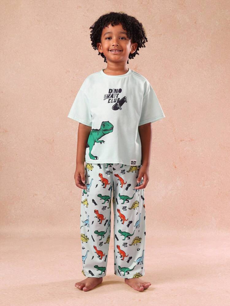 Dinosaur Print T-Shirt With Matching Patterned Pants