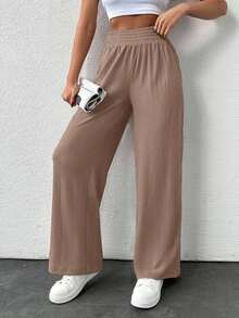 EURMUSE Pantalón cómodo y relajado de color beige para mujer - Marrón Mocha - Ver 5