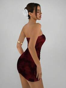 Aloruh Women's Casual Elegant Bodycon Tube Mini Dress, Angola Red, Tie-Dye Pattern,Party Dresses For Women,Dresses For Women Party - Multicolor - View 2