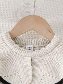 女童公主风针织套装圆领提花毛衣百褶裙2件套秋冬甜美学院风 - 杏色 - 查看 6