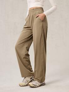 OutZeal 女士防水弹力松紧腰阔腿户外裤，适合日常休闲秋冬穿着 - 駝色 - 查看 7