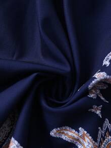 Rafferiza Váy ngắn tay bồng in họa tiết hoa phong cách Bohemian, thắt eo - Xanh đậm - Xem 7