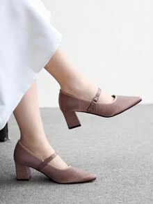 CUCCOO BIZCHIC Fashionable Elegant Pointed Toe High Heel Pumps - Pink - View 3