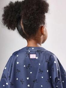 SUMWON Girls Navy Two Piece Co-Ord Set Hoodie And Pants With Hearts And Bows Print All Over Casual Wear Fall Winter Holiday Comfort Set - Royal Blue - View 6