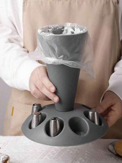 SHEIN 1 件糕点装饰工具架、糕点袋架、管袋架、蛋糕喷嘴架、蛋糕装饰工具冰袋架、烘焙工具，（灰色）