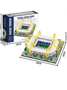 Zazumi 1 Peça Conjunto de Blocos de Montar Tema Esportivo, Campo de Futebol, Quadra de Basquete, Micro Partículas, Brinquedo de Quebra-Cabeça, para Adolescentes, Adultos, Fãs, Decoração de Casa, Modelo de Exibição na Mesa, Presente para Meninos - Multicolorido - Visão 11