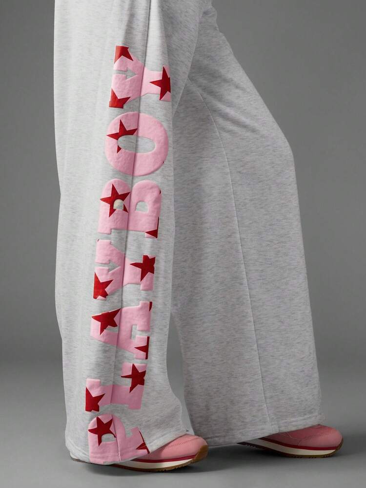 Missguided x Playboy Straight Leg Star Print Joggers