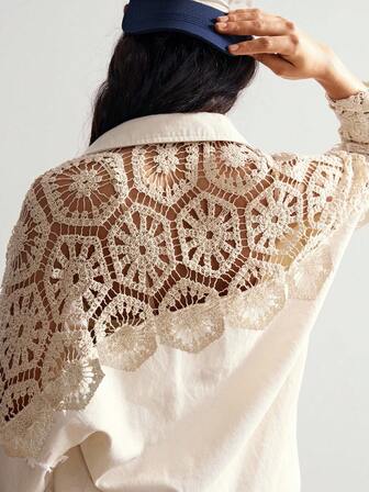 Bohemela เสื้อแบบเปิดโล่งถักโครเชต์แบบแพทช์เวิร์กสำหรับผู้หญิงในวันหยุด