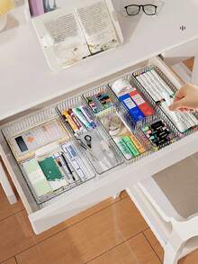 1pc Drawer-Integrated Cosmetics Divided Storage Box - Organizing Box - Makeup Counter - Desktop Storage Box For Skincare Products - Transparent - Suitable For Bedroom And Bathroom. - Multicolor - View 10
