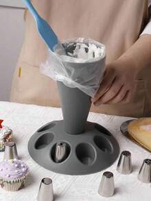 SHEIN 1pc Pastry Decoration Tool Holder, Pastry Bag Holder, Pipe Bag Holder, Cake Nozzle Holder, Cake Decoration Tool Ice Bag Holder, Baking Tool, (Gray) - Grey - View 5