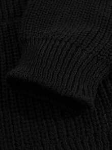 SHEIN Tall Tall Size Casual Basic Rib Knit Crew Neck Women Sweater Everyday Homewear Black Fall - Black - View 5