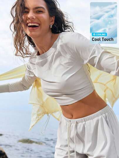 In My Nature Ensembles de vêtements pour femmes de couleur unie avec Top à manches longues et shorts, adaptés pour le sport et l'extérieur