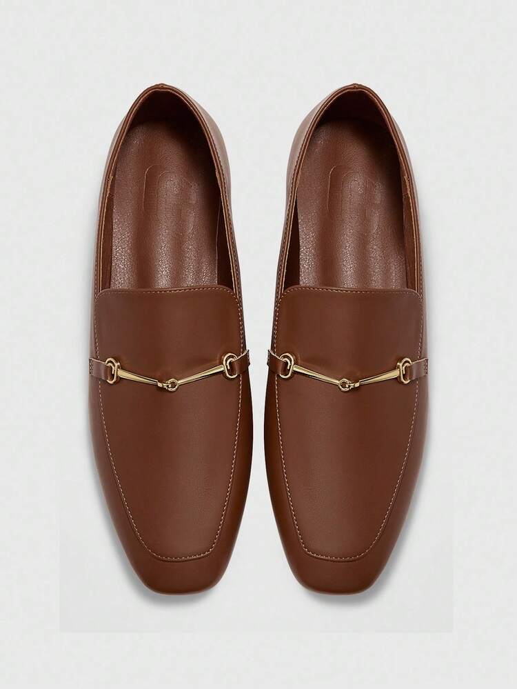 CUCCOO BIZCHIC 女性用スクエアトゥフラットローヒールの新作ブラウンコンフォータブルで多用途なスリッポンローファー、ブラックカジュアルフラットシューズ、通勤に最適な軽量