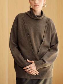 Uhlyne Minimalistischer Rollkragen Langarm eleganter anspruchsvoller Business Damen Vintage Retro einfarbiger Pullover, Damen Strickpullover, geeignet für den Arbeitsweg, Herbst/Winter