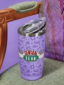 FRIENDS X SHEIN 20oz Central Perk Coffee Letter Print Thermal Car Cup, Tumbler, Gifts - Purple - View 3