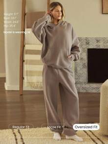 GLOWMODE Pantaloni jogger basic con vita regolabile con coulisse, tasche laterali, in pile pesante, vestibilità oversize, termici e caldi per l'inverno, per uso quotidiano e casual