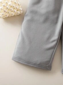 SHEIN 新生女婴都市休闲可爱灰色翻领长袖连体衣 - 彩色 - 查看 6