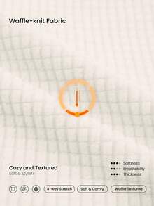 GLOWMODE 华夫格拉绒阔腿松紧腰运动裤休闲日常穿着保暖冬季 - 米色 - 查看 5