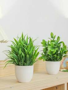 SHEIN 1盆/4盆仿真盆栽，小型仿真植物，适用于室内家居装饰，仿真花卉，可用于窗台、浴室、墙壁、办公桌、办公室、厨房、农舍装饰，生日毕业礼物，花园装饰，户外植物，园艺，仿真花 - 彩色 - 查看 11