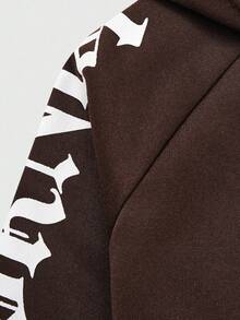 SHEIN Explorewe 1pc Young Girls Brown Hooded Long-Sleeved Jacket,Letter Print,Front Zipper,Brown And White Polka Dot,Autumn,Streetwear,,Casual,Warm,Princess - Multicolor - View 7