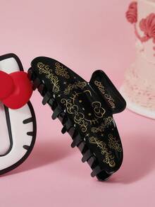 HELLO KITTY AND FRIENDS | SHEIN 1 件黑金色卡通猫图案爪夹，礼品发夹发夹发夹 - 黑色 - 查看 3