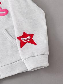 SHEIN Explorewe 少女街头风连帽拉链卫衣，秋冬季保暖内衬卫衣 - 灰色 - 查看 7