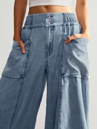 Bohemela 女士休闲纯色梭织宽松阔腿裤